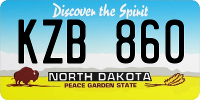 ND license plate KZB860