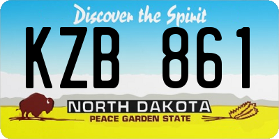 ND license plate KZB861
