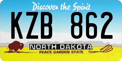 ND license plate KZB862