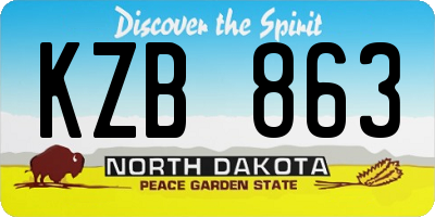 ND license plate KZB863