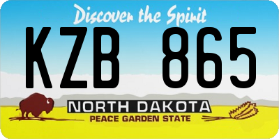 ND license plate KZB865