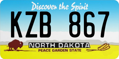 ND license plate KZB867