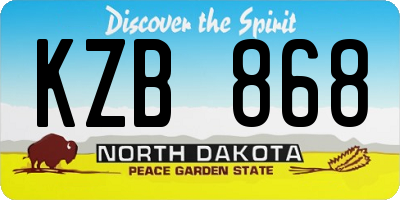 ND license plate KZB868