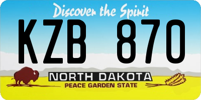 ND license plate KZB870