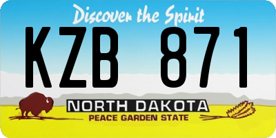 ND license plate KZB871