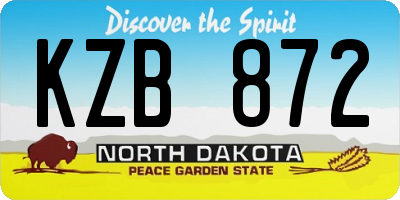 ND license plate KZB872