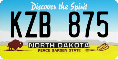 ND license plate KZB875