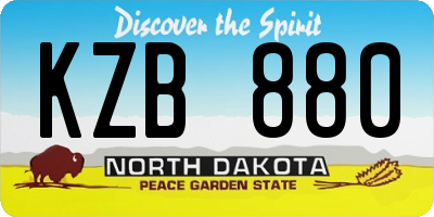 ND license plate KZB880