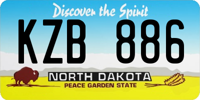 ND license plate KZB886