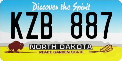 ND license plate KZB887