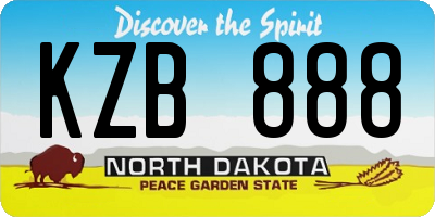 ND license plate KZB888