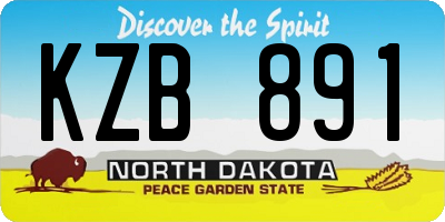ND license plate KZB891