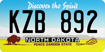 ND license plate KZB892