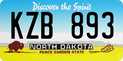 ND license plate KZB893