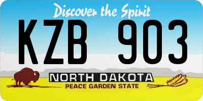 ND license plate KZB903