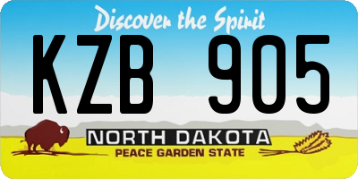 ND license plate KZB905