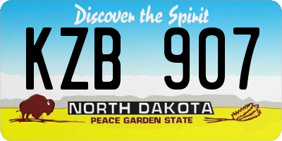 ND license plate KZB907