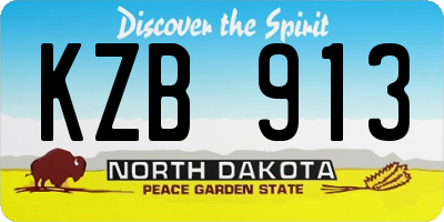ND license plate KZB913