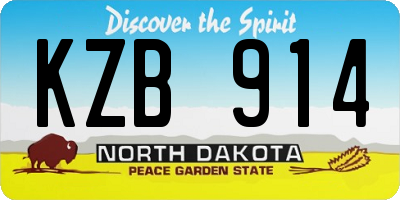 ND license plate KZB914