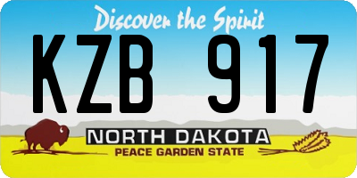 ND license plate KZB917