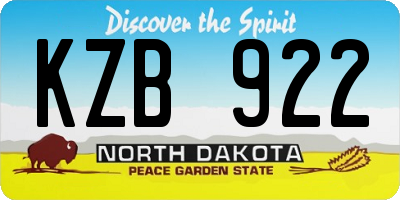 ND license plate KZB922