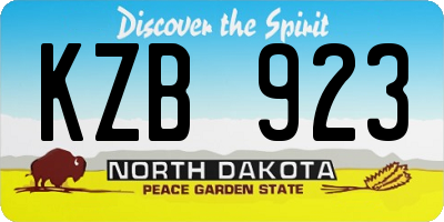 ND license plate KZB923