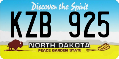 ND license plate KZB925