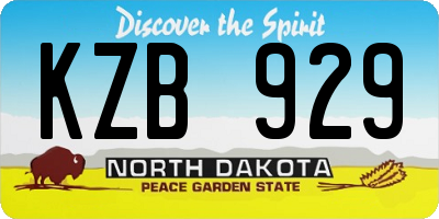 ND license plate KZB929