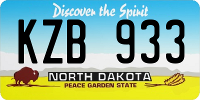 ND license plate KZB933