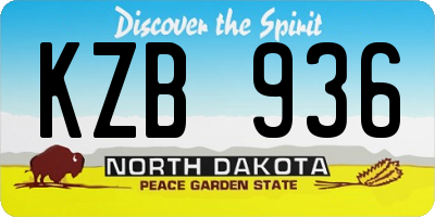ND license plate KZB936