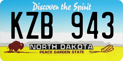 ND license plate KZB943