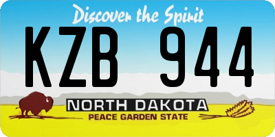 ND license plate KZB944