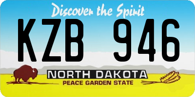 ND license plate KZB946