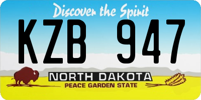 ND license plate KZB947