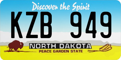 ND license plate KZB949