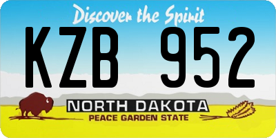 ND license plate KZB952