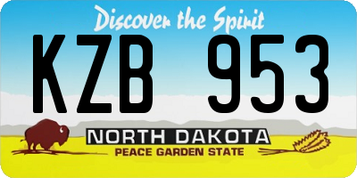 ND license plate KZB953