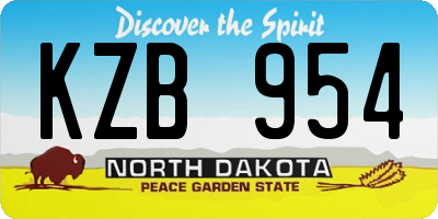 ND license plate KZB954