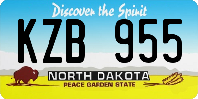 ND license plate KZB955