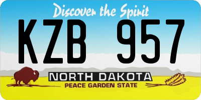 ND license plate KZB957