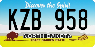 ND license plate KZB958