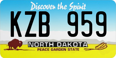 ND license plate KZB959