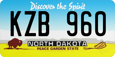 ND license plate KZB960