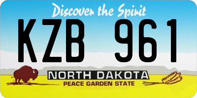 ND license plate KZB961