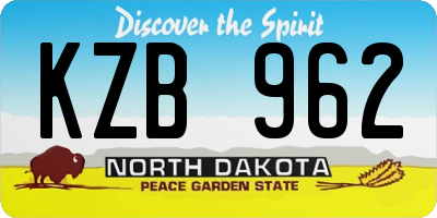 ND license plate KZB962