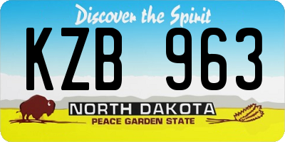 ND license plate KZB963