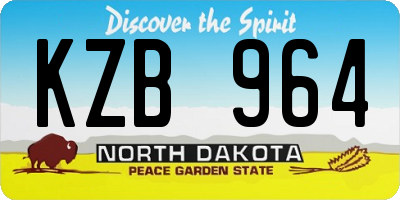 ND license plate KZB964