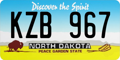 ND license plate KZB967