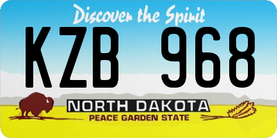 ND license plate KZB968