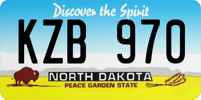 ND license plate KZB970